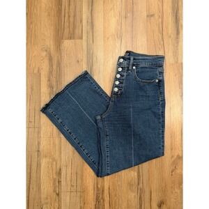 GAP Denim High Rise Wide Leg Jeans Button Fly Medium Indigo 2/26 Petite